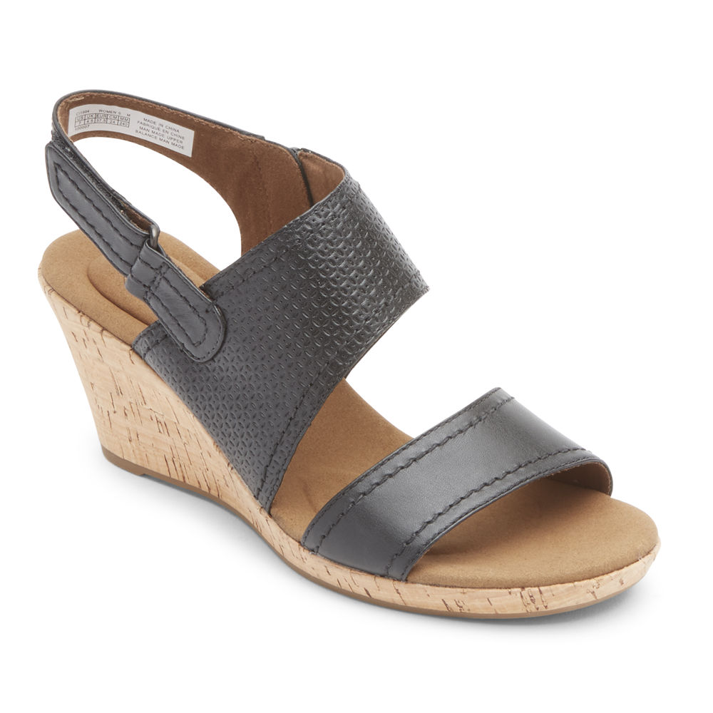 Rockport Singapore Womens Sandals - Briah Asymmetrical 2-Piece Black - HX9523084